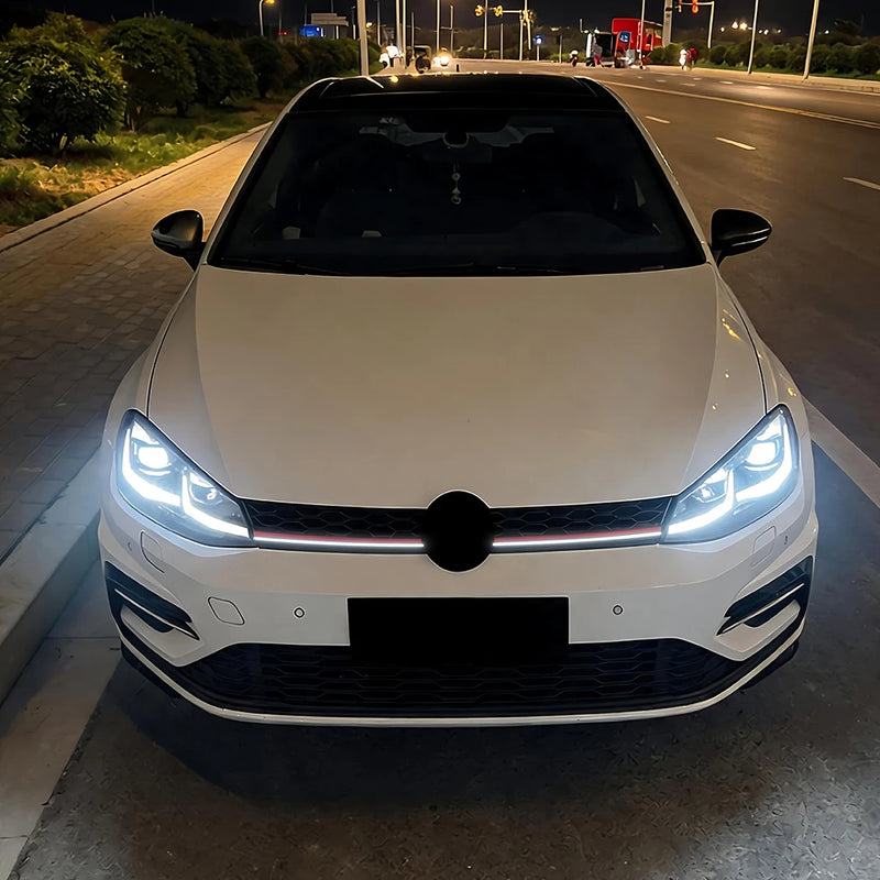 Calandre LED Volkswagen Golf 7.5 GTI 2017-2019 Nid d'Abeille Noir Brillant