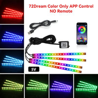 Éclairage d'Ambiance LED RGB 72 Diodes Bluetooth Voiture
