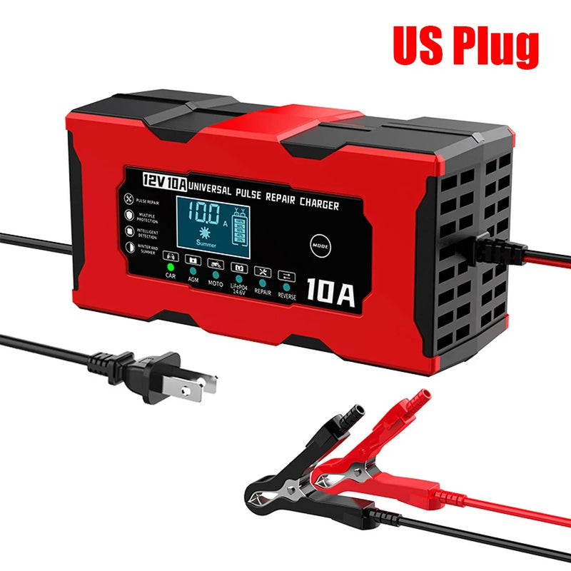 Chargeur de Batterie Voiture 12V 10A Intelligent LiFePO4 AGM Gel