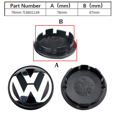 Cache-Moyeux Volkswagen VW Golf Polo Passat 55mm 76mm