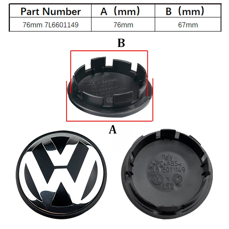 Cache-Moyeux Volkswagen VW Golf Polo Passat 55mm 76mm — détail du support