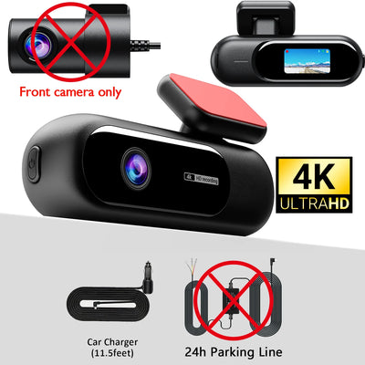 Dashcam 4 Canaux 4K WiFi Avant Arrière Intérieur