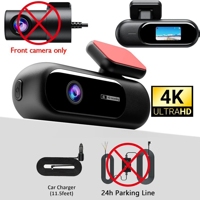 Dashcam 4 Canaux 4K WiFi Avant Arrière Intérieur