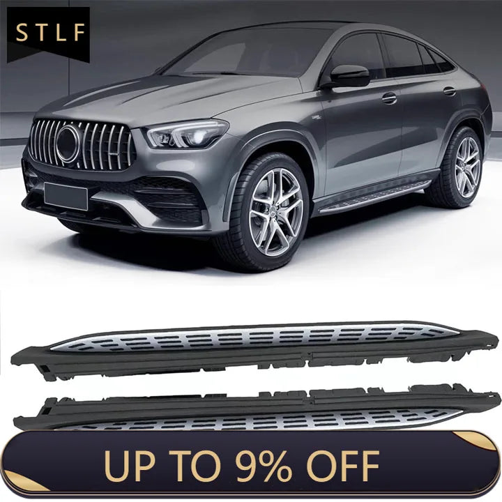 Marchepieds Fixes Mercedes GLE Coupé W167 2021-2026 Argent et Noir 2 Pièces