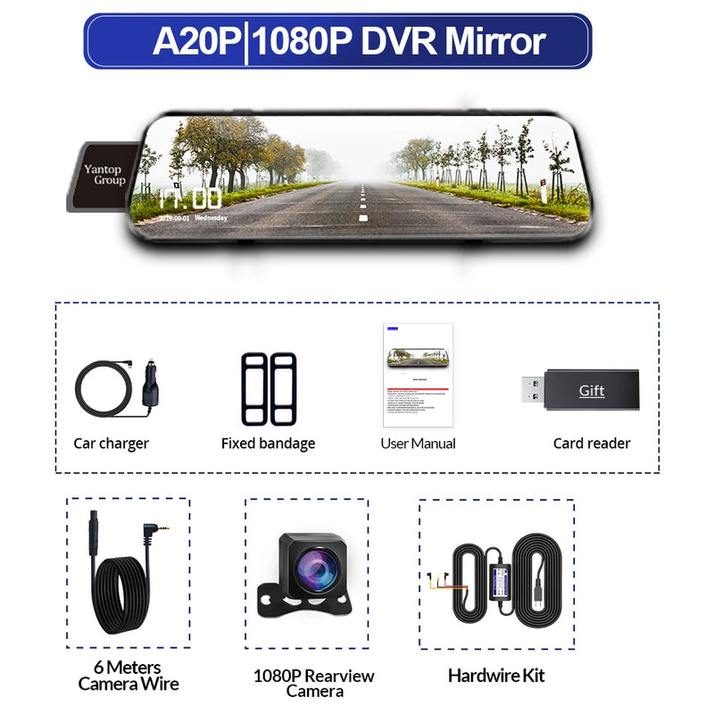 Dual-Camera 1080P Dashcam with 10-Inch Touchscreen