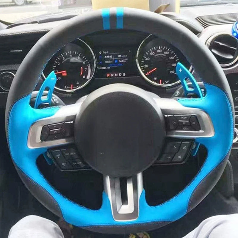 Couvre Volant Ford Mustang et Mustang GT 2015-2019, Cuir Véritable et Daim, à Coudre, 9 Styles