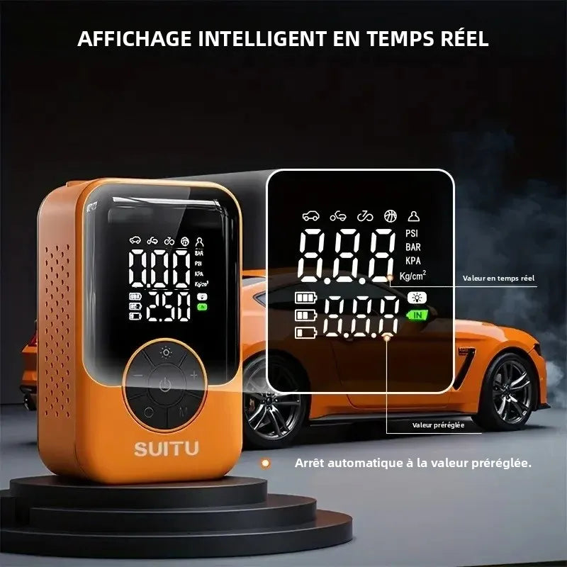 Gonfleur de Pneu Voiture Sans Fil 150 PSI 2 x 1500 mAh Orange