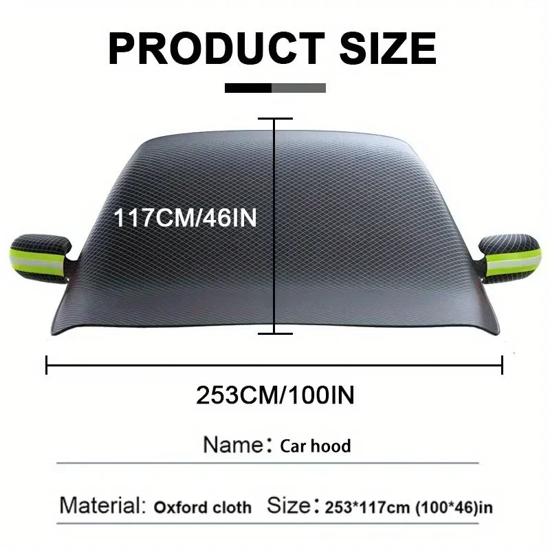 Housse Pare-Brise Voiture Hiver Noire Oxford Magnétique 253 x 117 cm