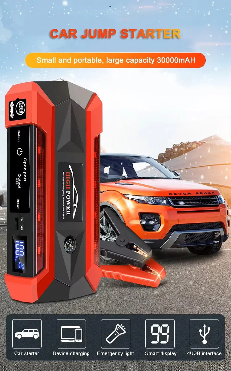 Booster de Batterie Voiture 12V Portable avec Lampe LED et Ports USB