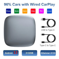 Boîtier CarPlay AI Box Android 13 Sans Fil 2 Go RAM Gris ou Noir