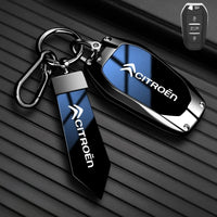 Étui de Protection Clé Citroën C1 C2 C3 C4 C5 C6 VTS Xsara C-Crosser Berlingo Jumpy Alliage de Zinc Noir ou Bleu