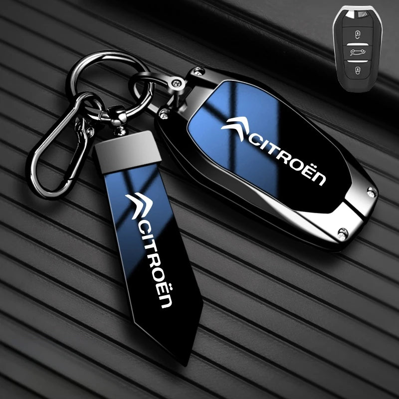 Étui de Protection Clé Citroën C1 C2 C3 C4 C5 C6 VTS Xsara C-Crosser Berlingo Jumpy Alliage de Zinc Noir ou Bleu