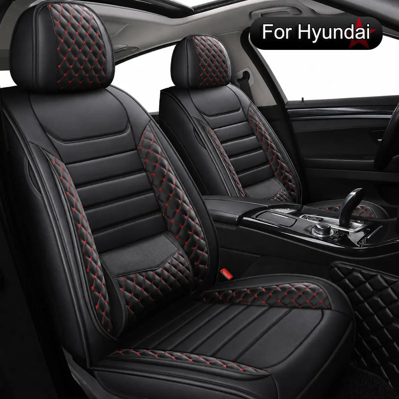 Housses de Siège Cuir PU Hyundai Tucson Kona i20 i30 i10 Santa Fe Bayon Nexo 5 Places Airbag Compatible Imperméables