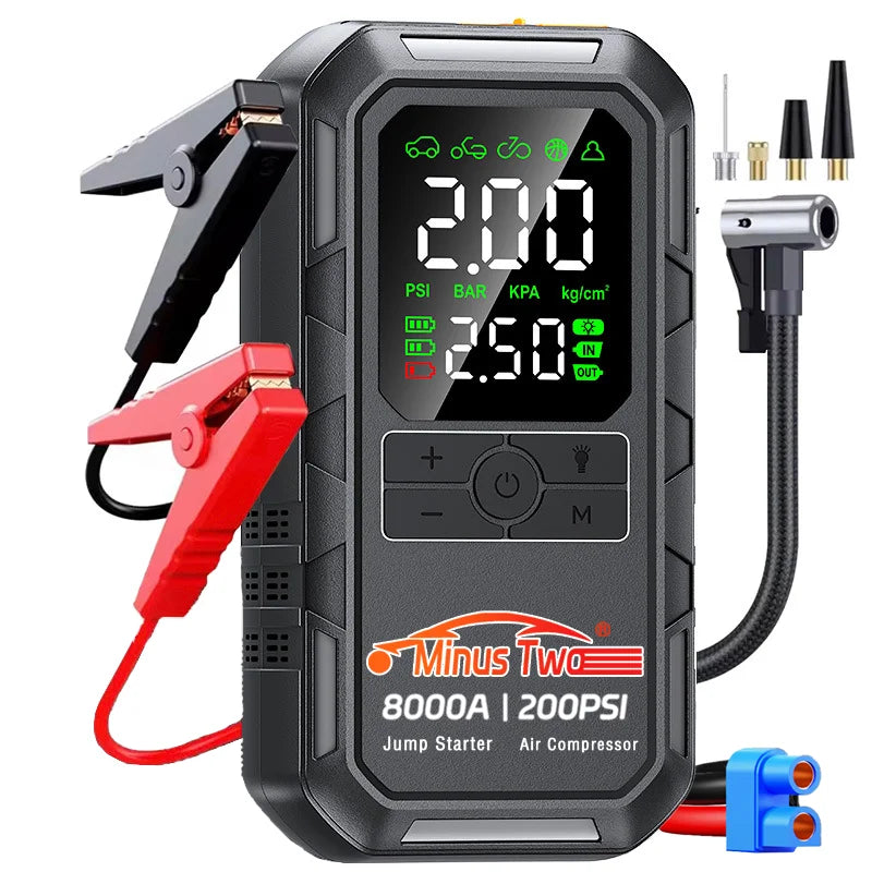 Booster de Batterie Voiture 8000A avec Compresseur 200 PSI