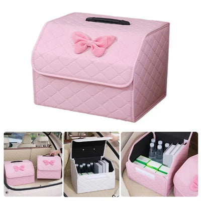 Boîte de Rangement de Coffre Voiture Pliable Cuir