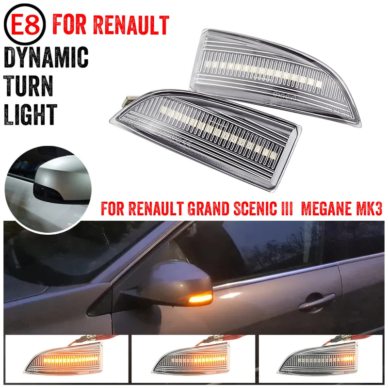 Clignotants LED de Miroir Latéral Dynamiques Renault Megane III Scenic III Fluence Latitude Laguna III Séquentiels