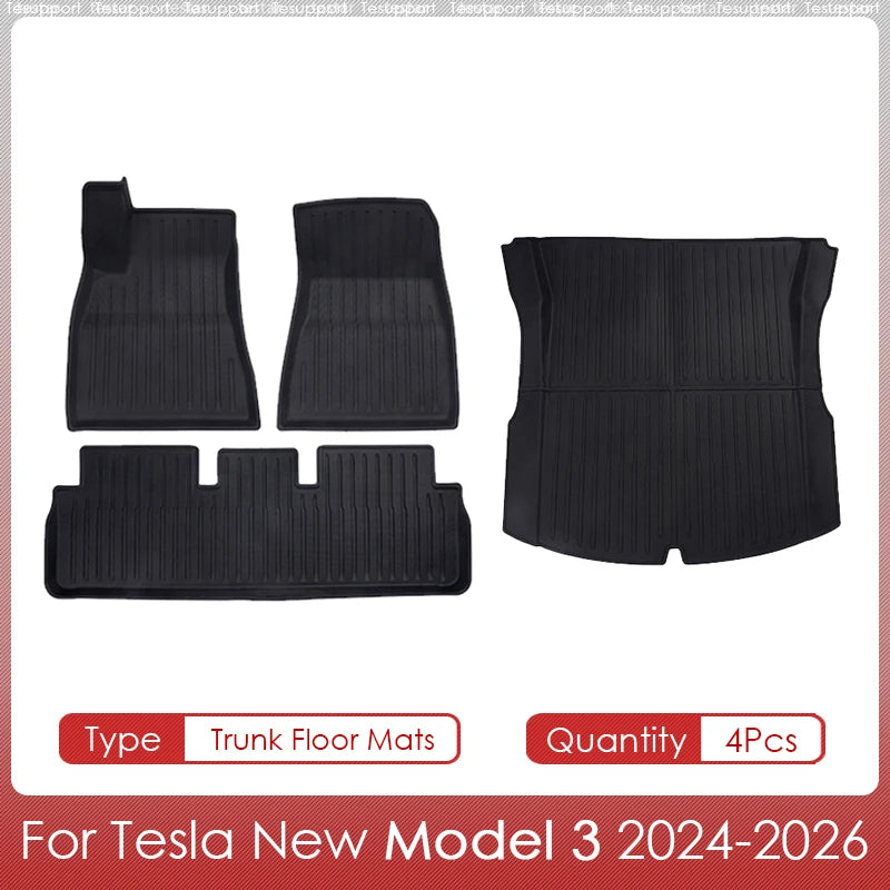 Tapis de Sol et de Malle Tesla Model 3 Highland 2024-2026 TPE Étanches Antidérapants