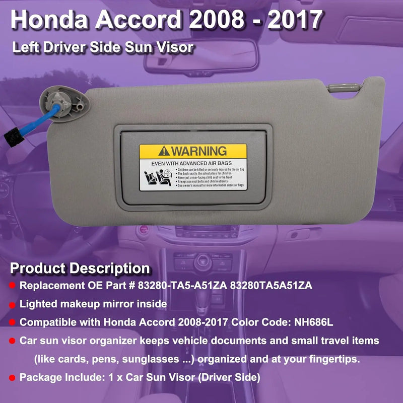 Pare-Soleil Honda Accord 2008-2017 avec Miroir de Courtoisie