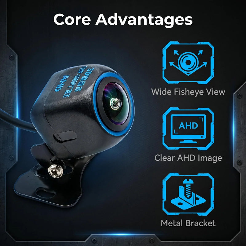 Caméra de Recul AHD Fisheye Bague Bleue Support Métal