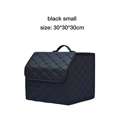 Boîte de Rangement de Coffre Voiture Cuir Matelassé