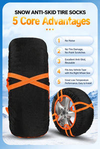 Chaussettes à Neige Voiture Antidérapantes Bandes Réfléchissantes et Boucles de Traction