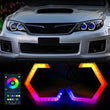 Hexagonale Angel-Eyes-LED-Ringe Bluetooth RGB 60 bis 90 mm