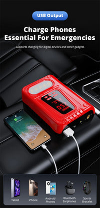 Booster de Batterie Voiture 5000A avec Compresseur 150 PSI Double Écran