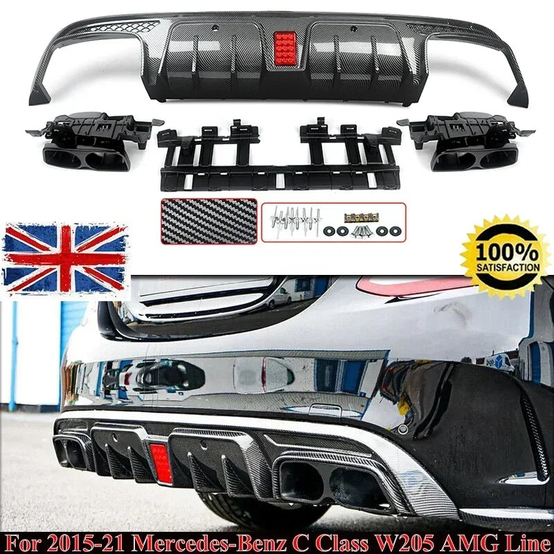 Diffuseur Arrière Aspect Carbone Mercedes Classe C W205 2015-2021