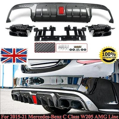 Diffuseur Arrière Aspect Carbone Mercedes Classe C W205 2015-2021