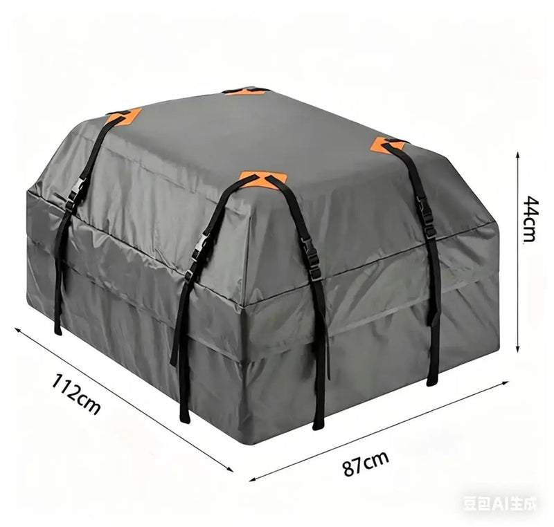 Sac de Toit Voiture Étanche 600D 112x87x44 cm Coffre Souple Sans Galerie