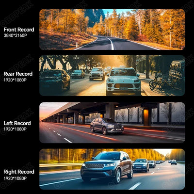 Dashcam Miroir OBDPEAK 11,26 Pouces 4K 4 Canaux