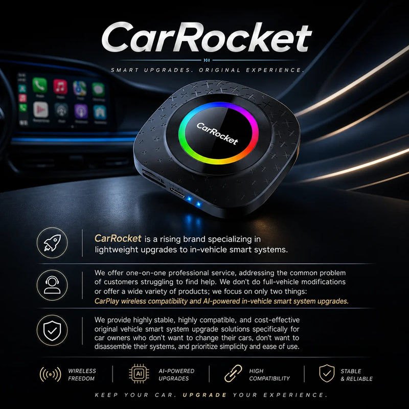Boîtier CarPlay CarRocket Plus Android 15 4G GPS Sans Fil