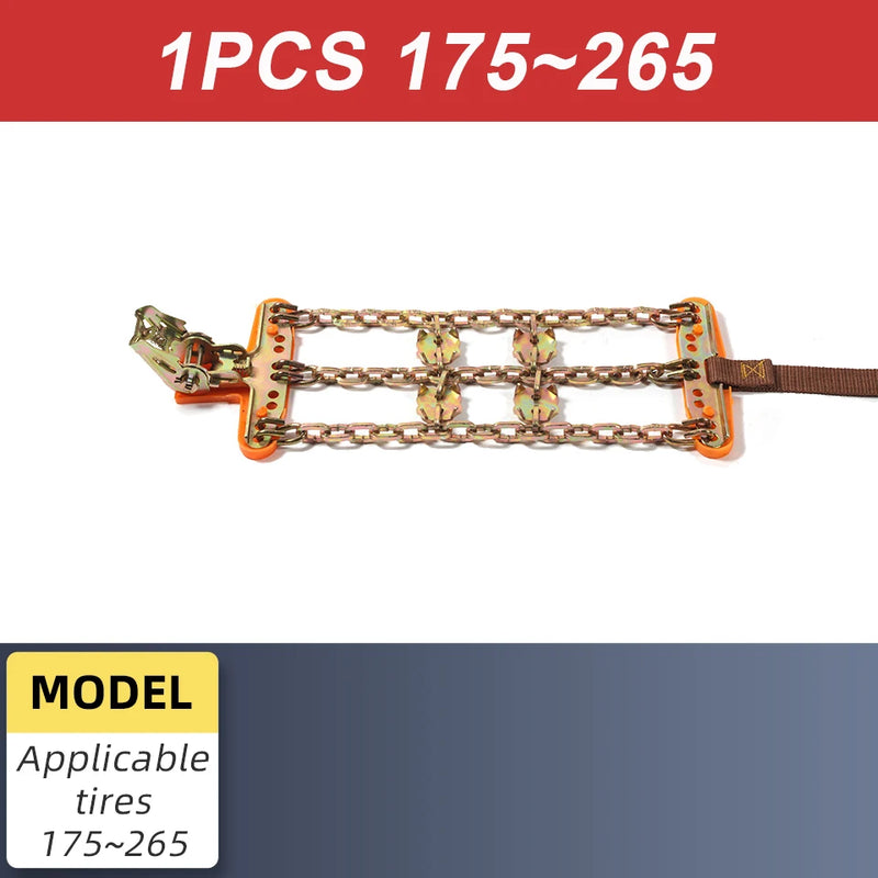 Chaînes à Neige Voiture Griffes d'Acier 175-265 mm Tendeur Automatique