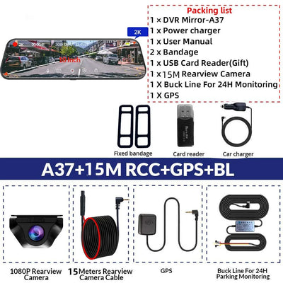 Dashcam Miroir E-ACE A37 2K Écran Tactile