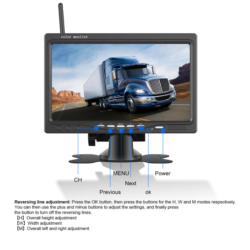 Caméra de Recul Sans Fil Podofo avec Écran 7 Pouces IPS, 1080P, Vision Nocturne et Étanche IP68 pour Camping-Car et Camion