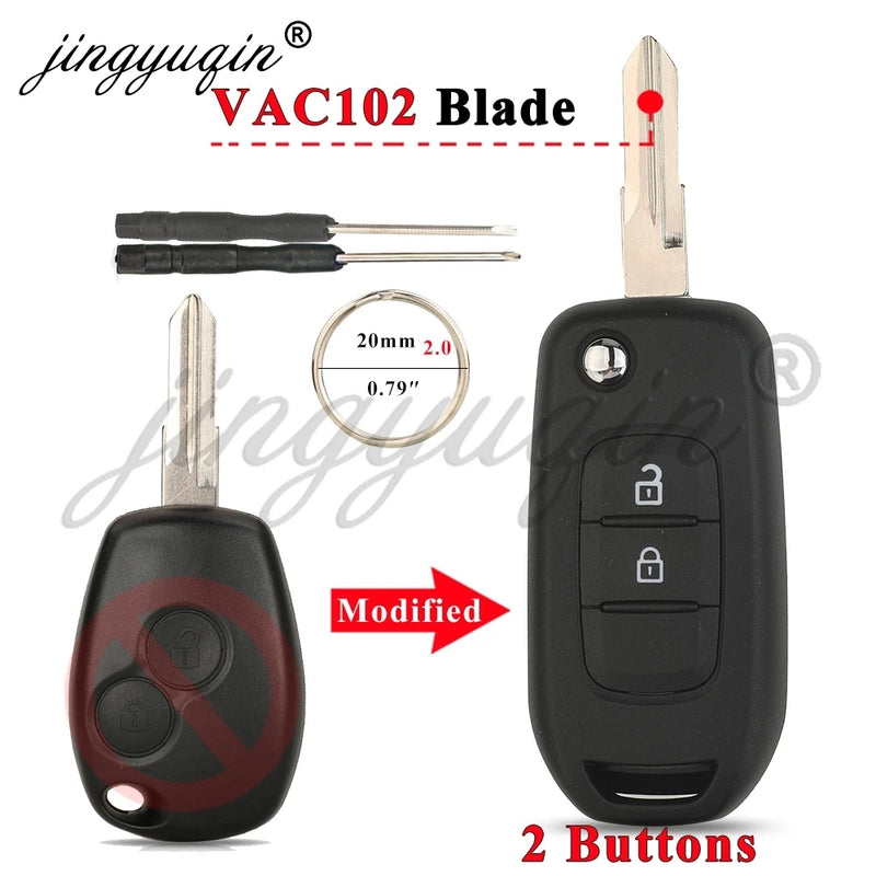 Coque de Clé Renault Pliable Modifiée 2 ou 3 Touches Clio Mégane Duster Kangoo Twingo Sandero Logan Vivaro