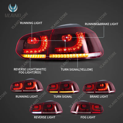 Feux Arrière LED Séquentiel Ambre Volkswagen Golf 6 2008-2014