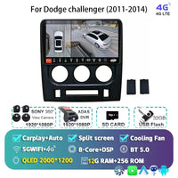 Autoradio Android 16 Dodge Challenger 2011-2014 Écran QLED CarPlay GPS Caméra DVR
