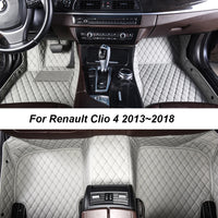 Tapis de Sol Renault Clio 4 2013-2018 Cuir Surpiqué Sur Mesure Jeu Complet Avant et Arrière