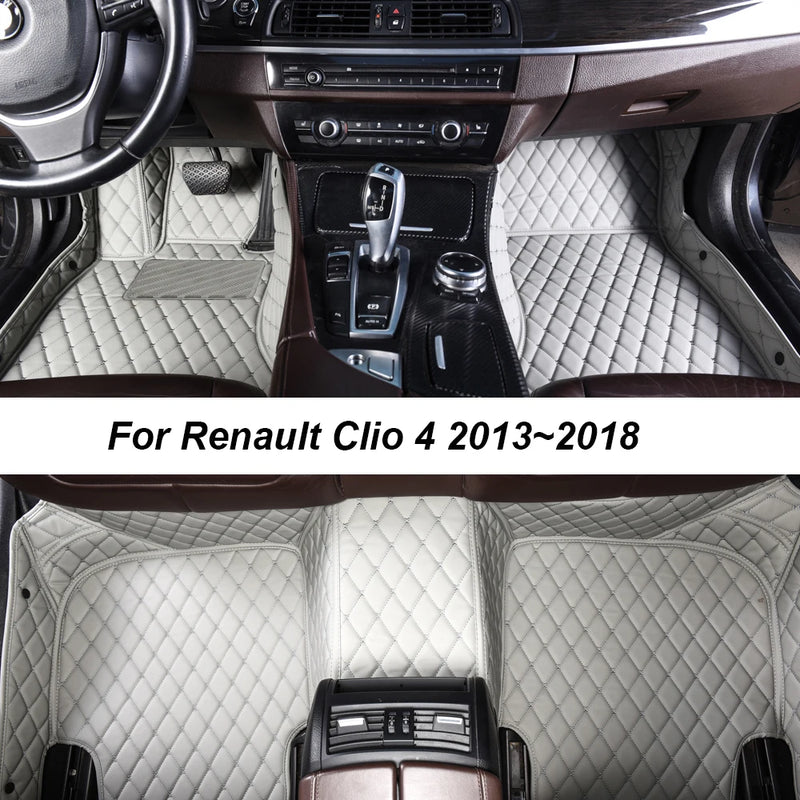Tapis de Sol Renault Clio 4 2013-2018 Cuir Surpiqué Sur Mesure Jeu Complet Avant et Arrière