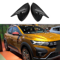 Coques de Rétroviseur Dacia Sandero III, Stepway et Jogger depuis 2021, Style Bec Aspect Carbone ou Noir Brillant