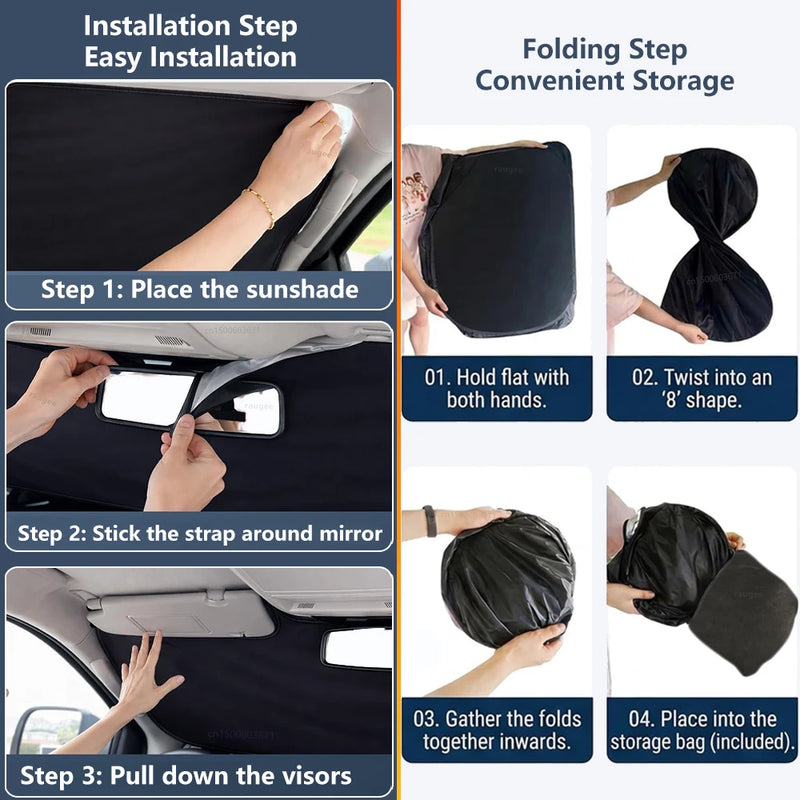 Pare-Soleil Pare-Brise Voiture Pliable avec Sac de Rangement