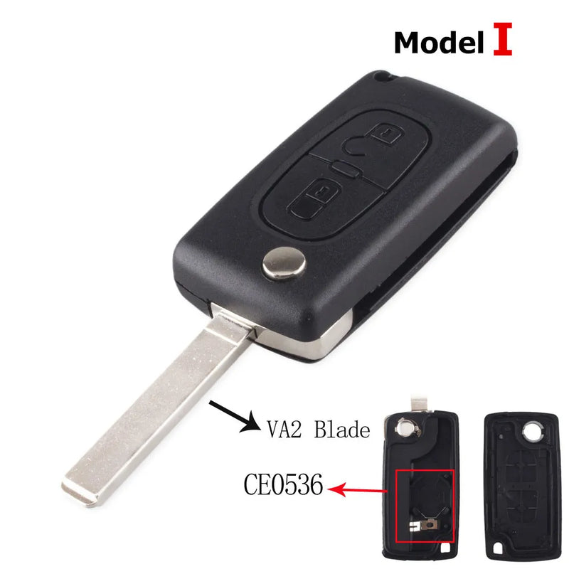 Coque de Clé Peugeot Citroën Pliante à Rabat 2 3 ou 4 Touches 207 307 308 407 607 807 C2 C3 C4 C5 C6