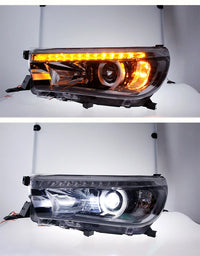 Phares LED Toyota Hilux Revo 2015-2020 Double Lentille Angel Eye Clignotant Dynamique