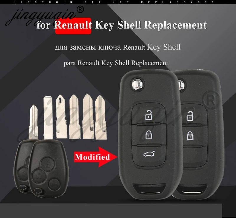 Coque de Clé Renault Pliable Modifiée 2 ou 3 Touches Clio Mégane Duster Kangoo Twingo Sandero Logan Vivaro