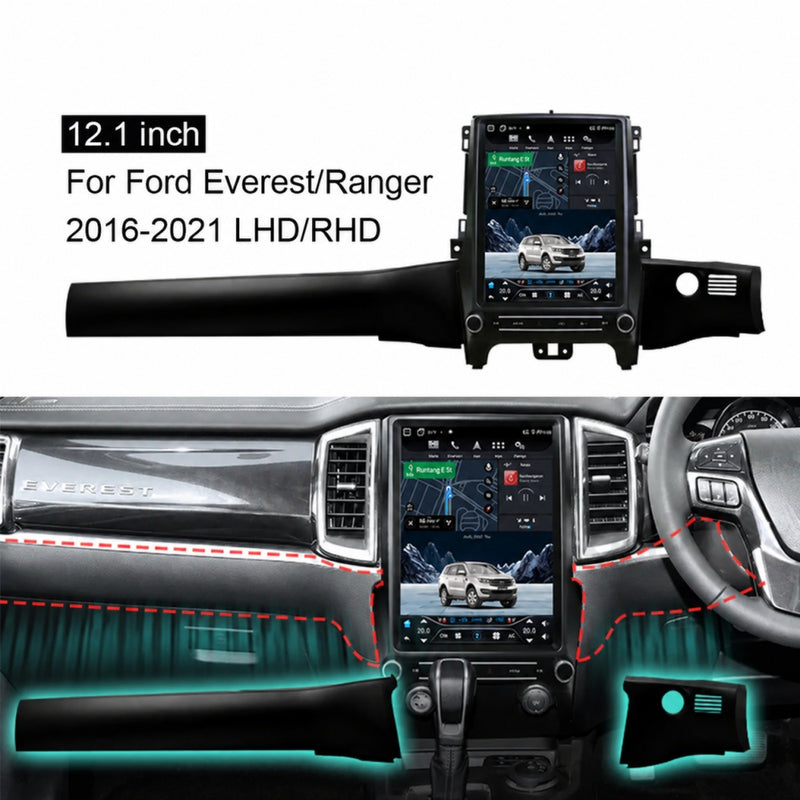 Autoradio Android 14 Ford Ranger Everest 2015-2021 Écran Vertical 12,1 pouces CarPlay GPS
