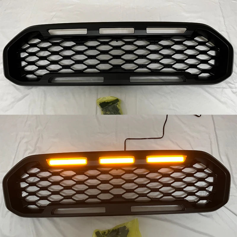 Calandre Avant Style Raptor Ford Ranger T8 2018-2021 Noir Mat avec LED Blanches ou Ambre
