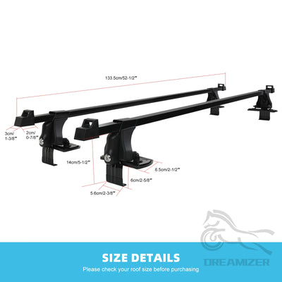 Barres de Toit Universelles Aluminium 137 cm Verrouillables