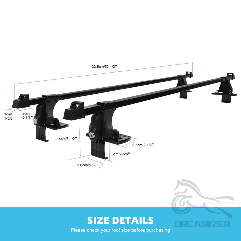 Barres de Toit Universelles Aluminium 137 cm Verrouillables