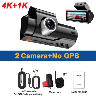 Dashcam 4K Double Canal H265 GPS Vision Nocturne